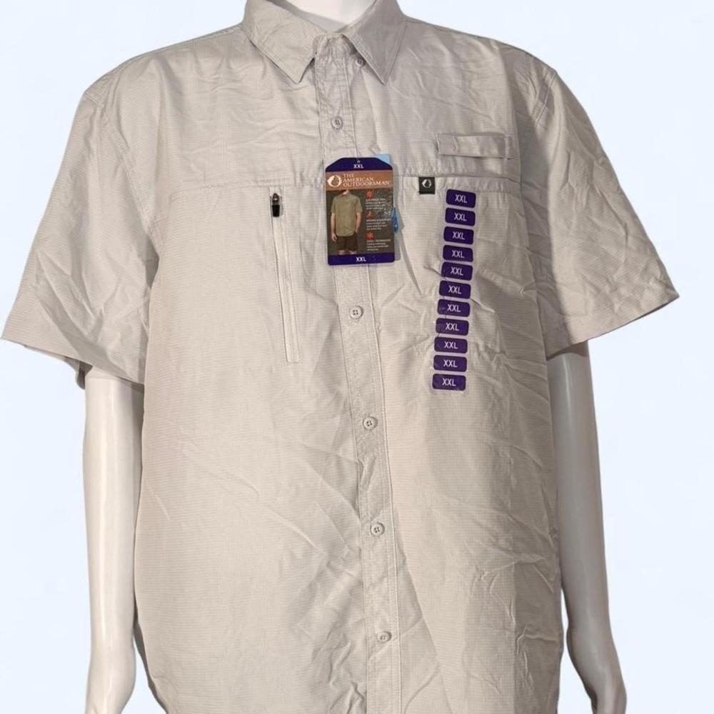 The American Outdoorsman Button Down Shirt Mens XXL Tan NEW Short Sleeve Ripstop